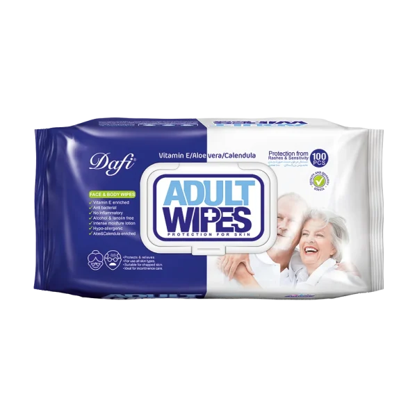 بزرگسال دستمال مرطوب دافی مدل Adult Wipes بسته 100 عددی - Image 1