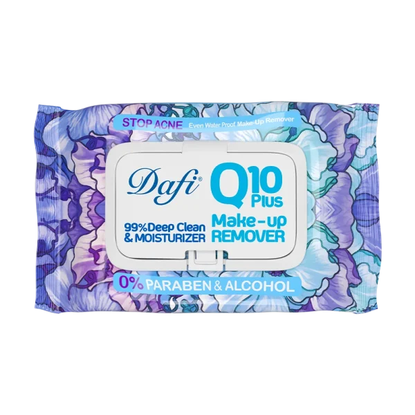 دستمال مرطوب پاک کننده آرایش دافی مدل Q10 طرح گل 1 50 عددی - Image 1