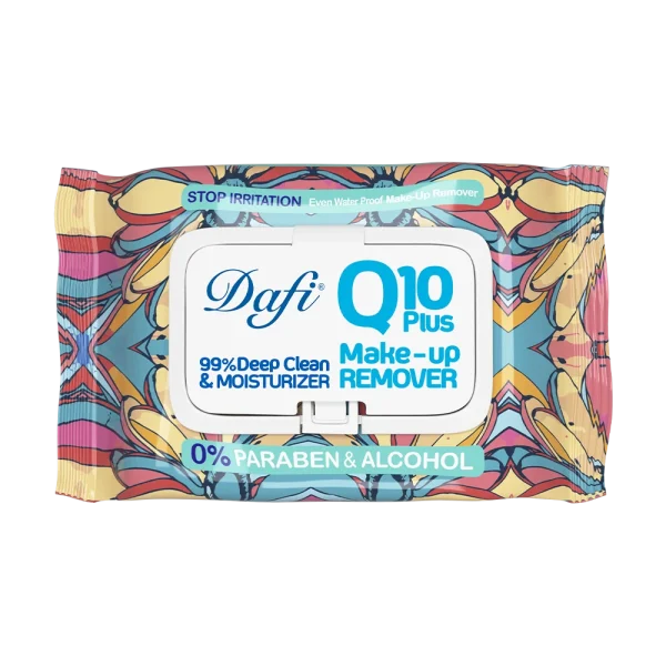 کیوتن گلی 3 دستمال مرطوب پاک کننده آرایش دافی مدل Q10 طرح گل 2 50 عددی - Image 1