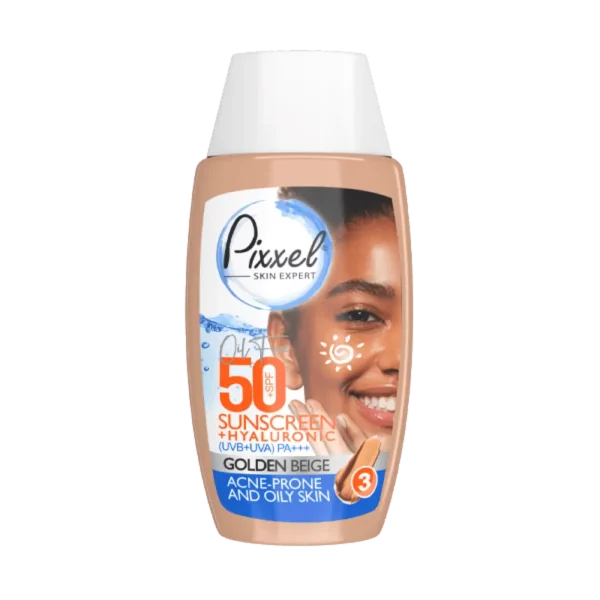 کرم ضدآفتاب رنگ بژ طلایی مناسب پوست جوشدار و چرب پیکسل - Image 1