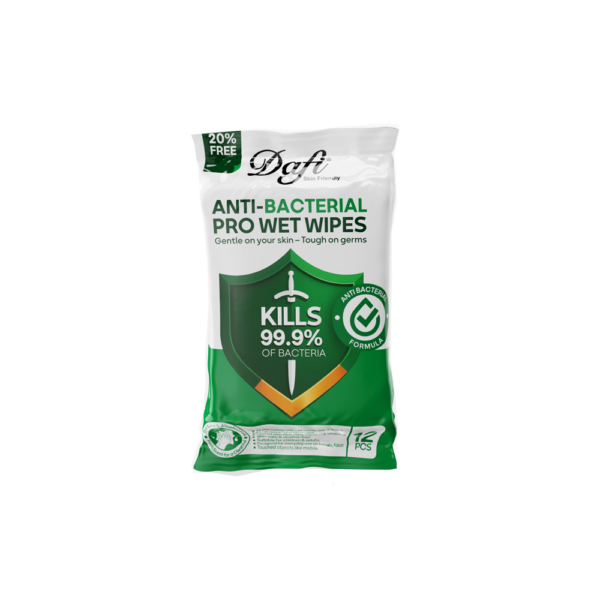 دستمال مرطوب پاک کننده آنتی باکتریال سبز 12 برگی دافی - Image 1